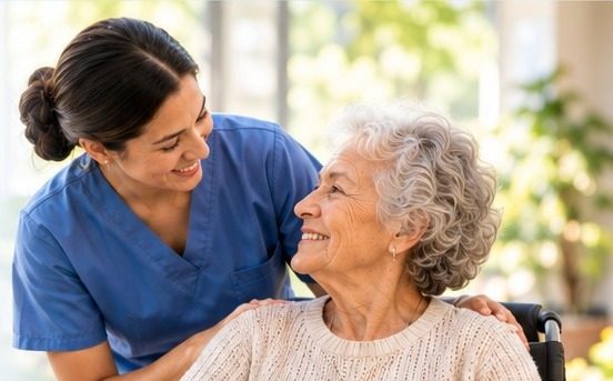 A nurse with a resident